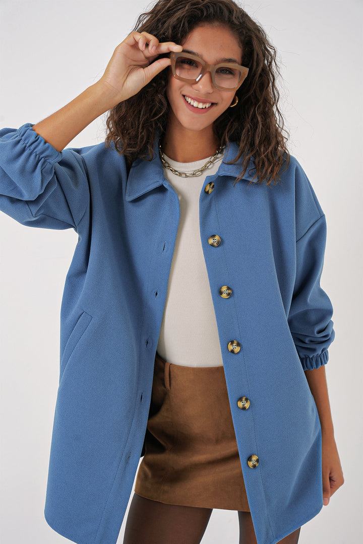 BGD Women Pocket Oversized Shirt - Indigo - Halifax