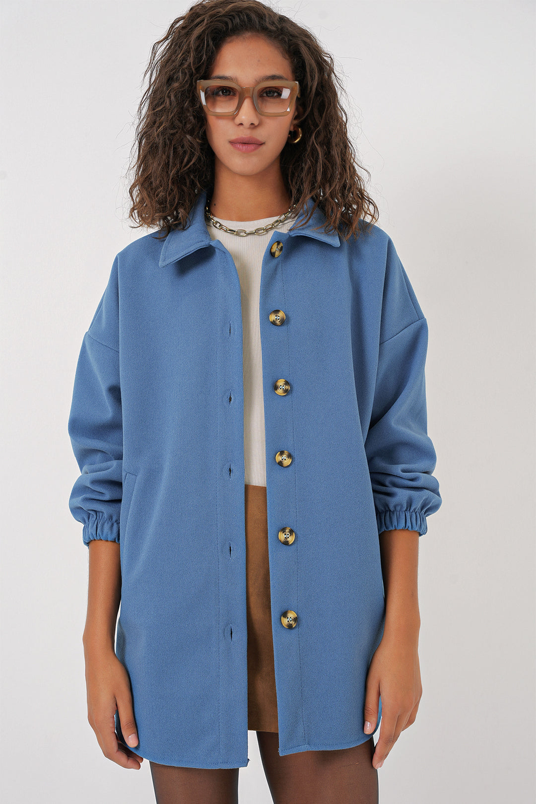 BGD Women Pocket Oversized Shirt - Indigo - Halifax