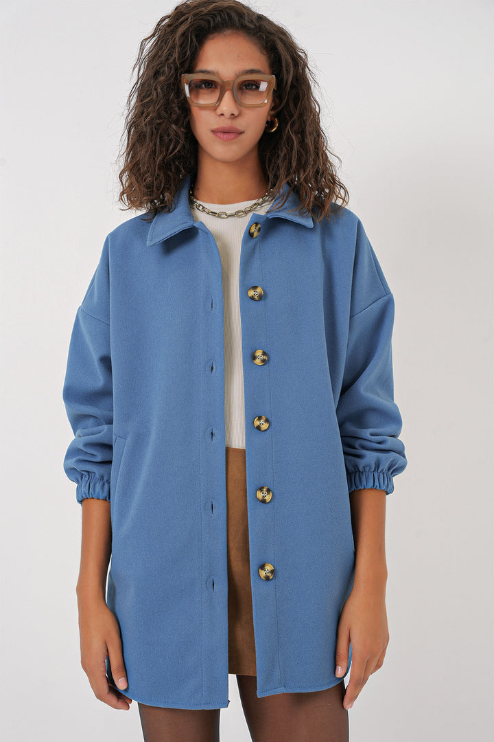 BGD Women Pocket Oversized Shirt - Indigo - Halifax