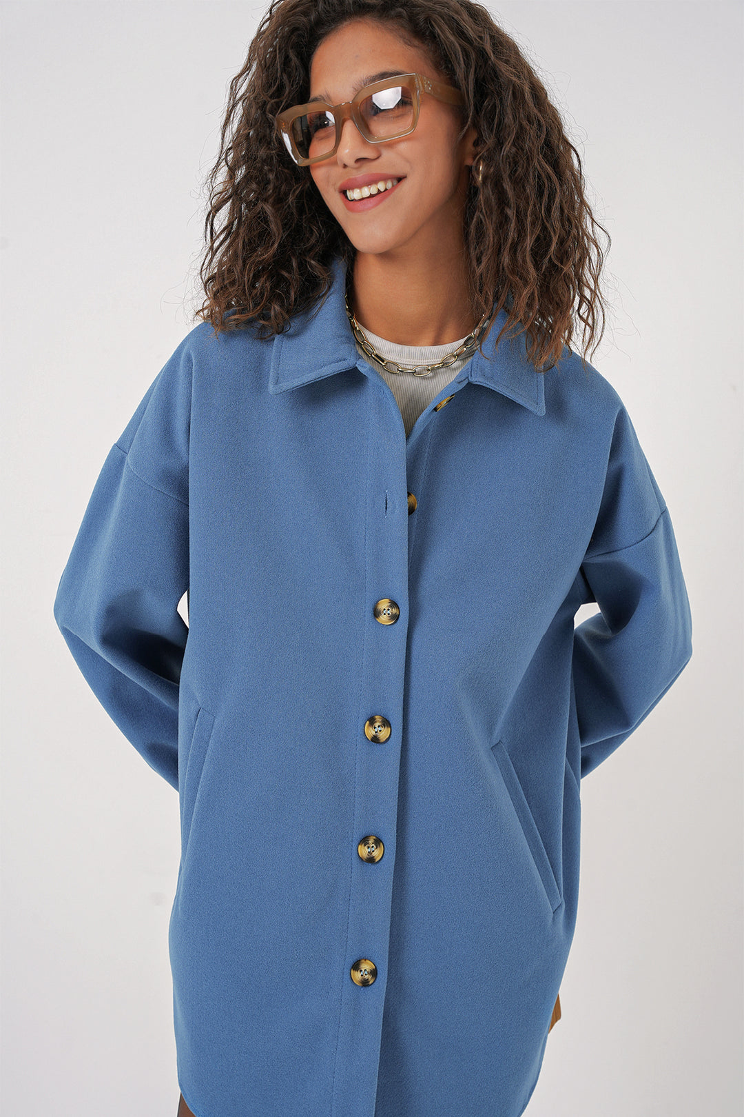 BGD Women Pocket Oversized Shirt - Indigo - Halifax