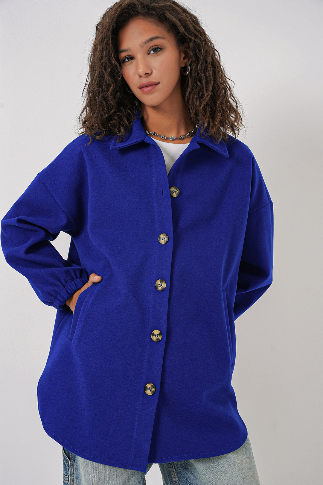 BGD Women Pocket Oversized Shirt - Saks - Aschaffenburg