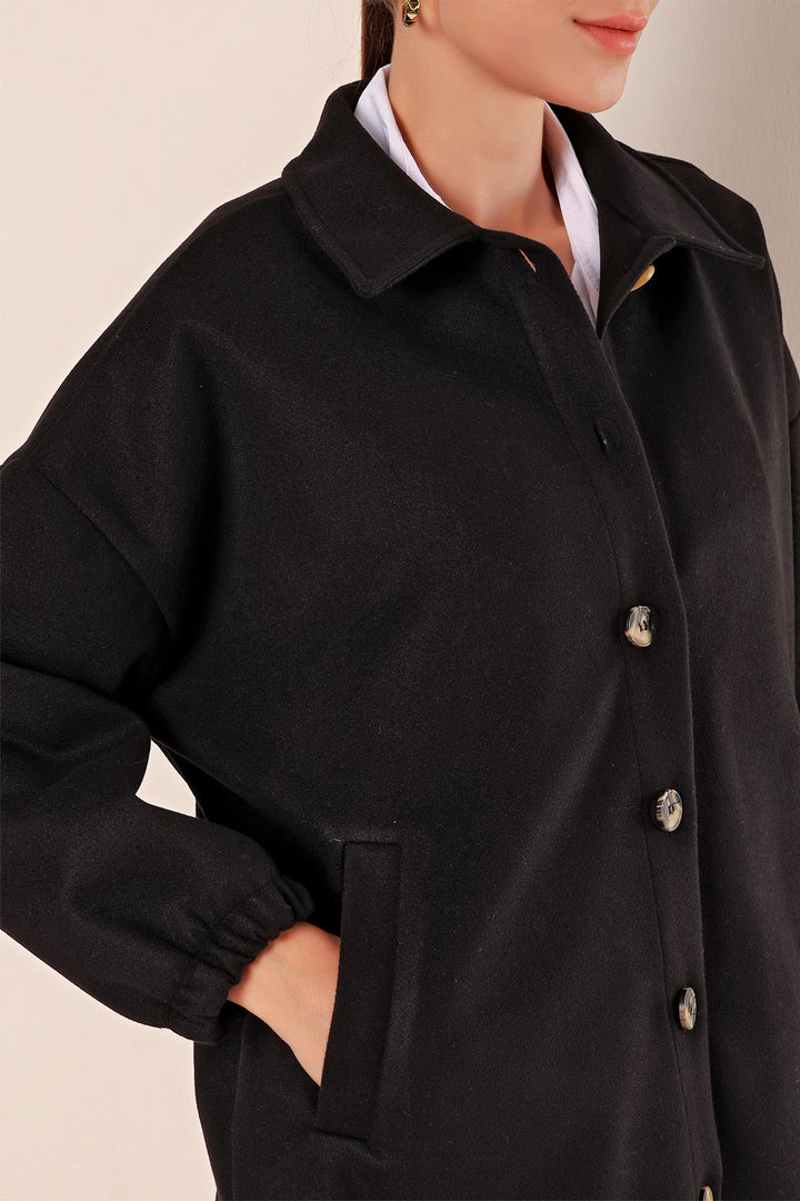 BGD Women Pocket Oversized Shirt - Black - Chelles