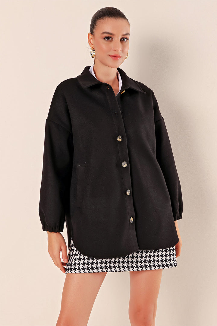 BGD Women Pocket Oversized Shirt - Black - Chelles