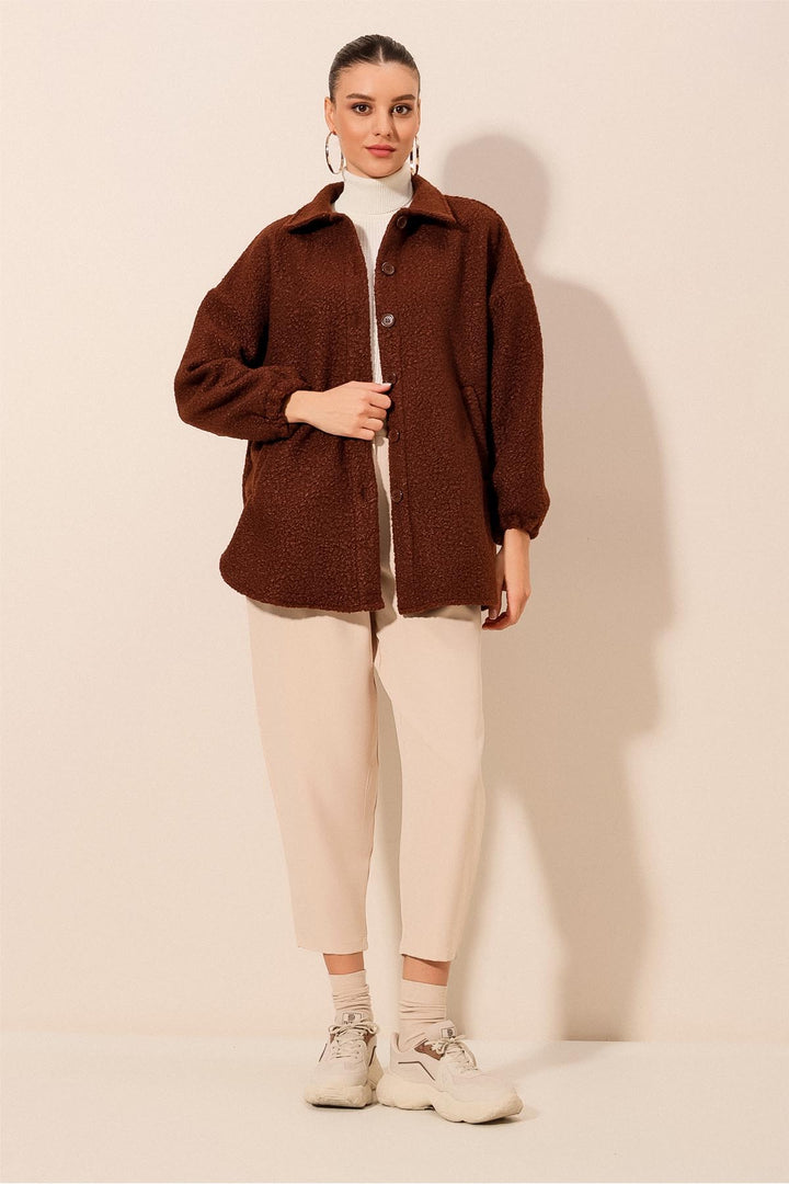 BGD Women Wool Blend Boucle Jacket - Brown - Avondale