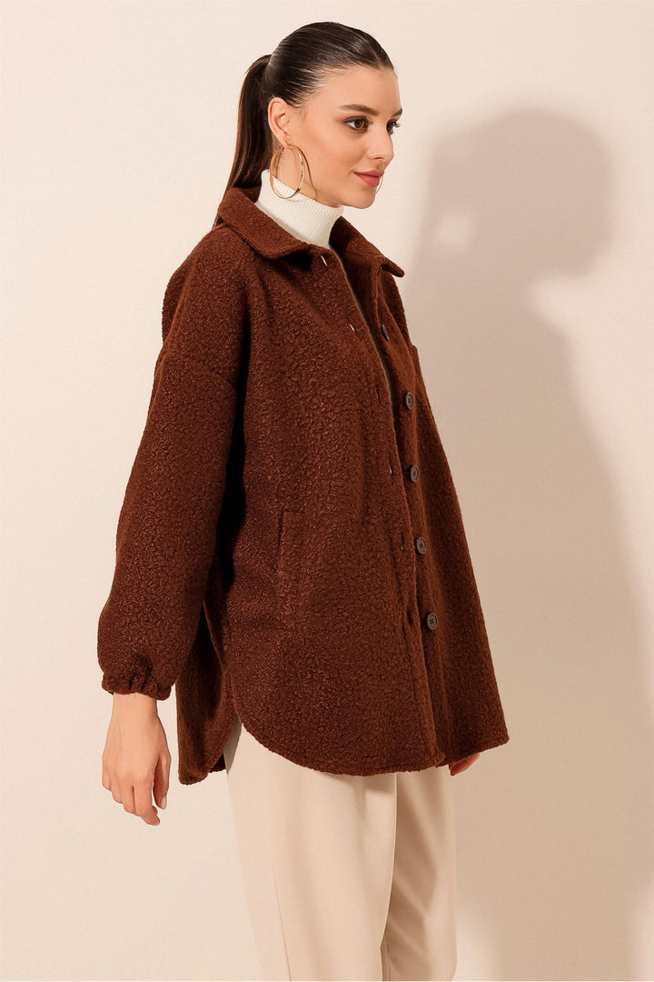 BGD Women Wool Blend Boucle Jacket - Brown - Avondale