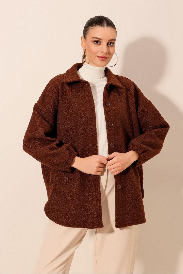 BGD Women Wool Blend Boucle Jacket - Brown - Avondale
