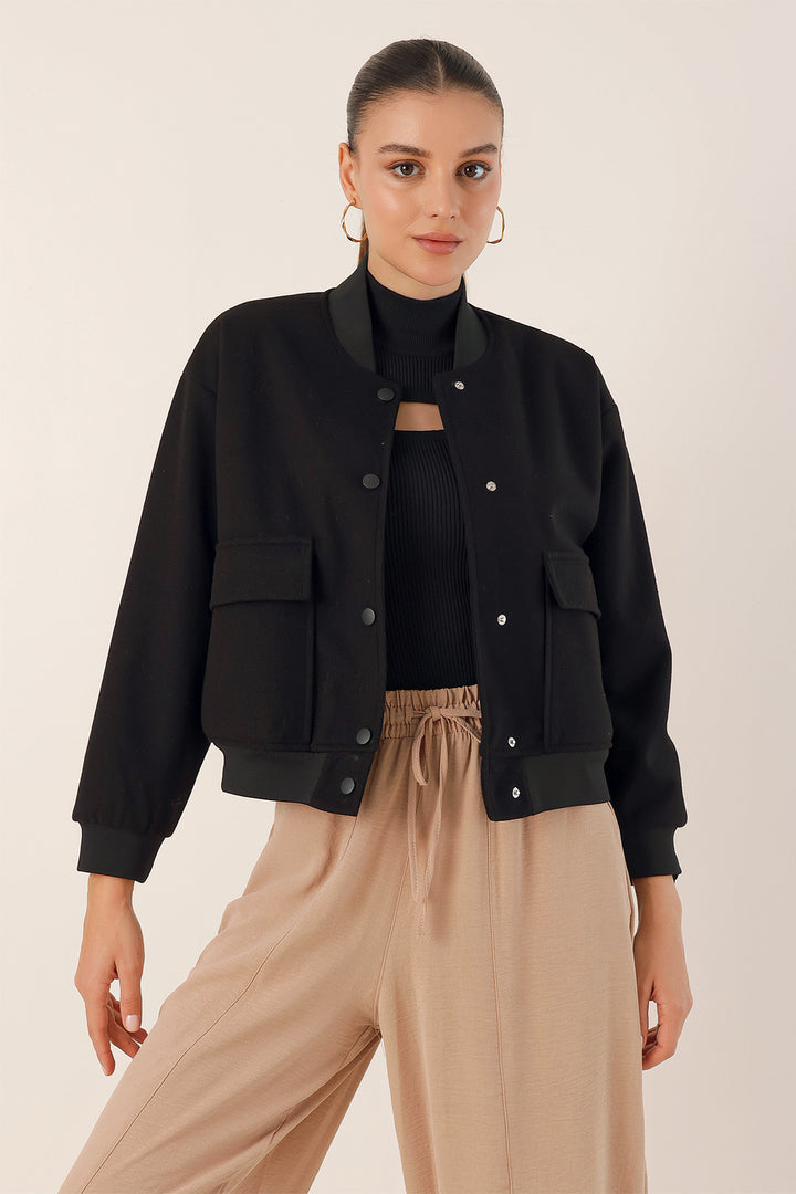 BGD Women Double Pocket Bomber Jacket - Black - Athis-Mons