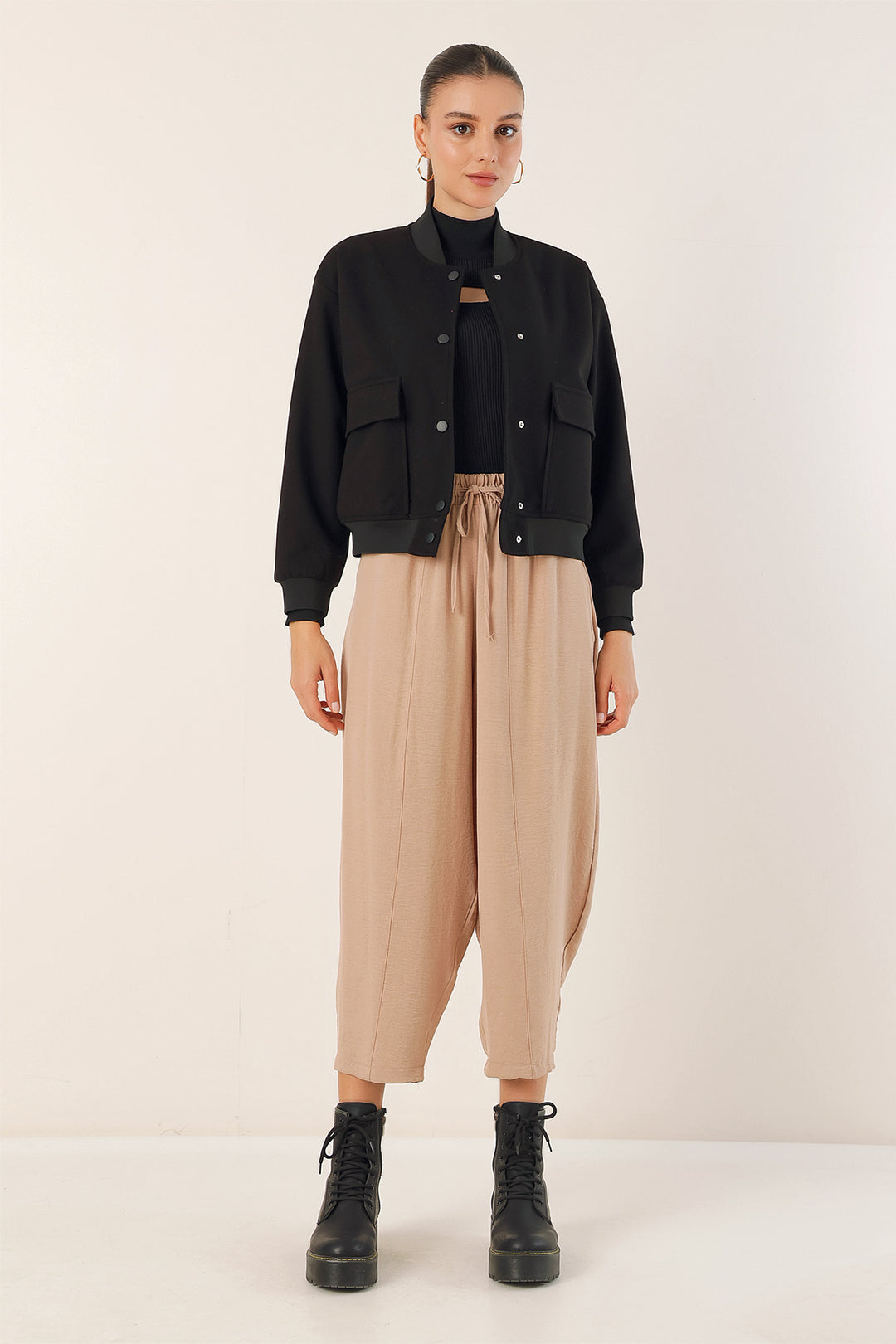 BGD Women Double Pocket Bomber Jacket - Black - Athis-Mons