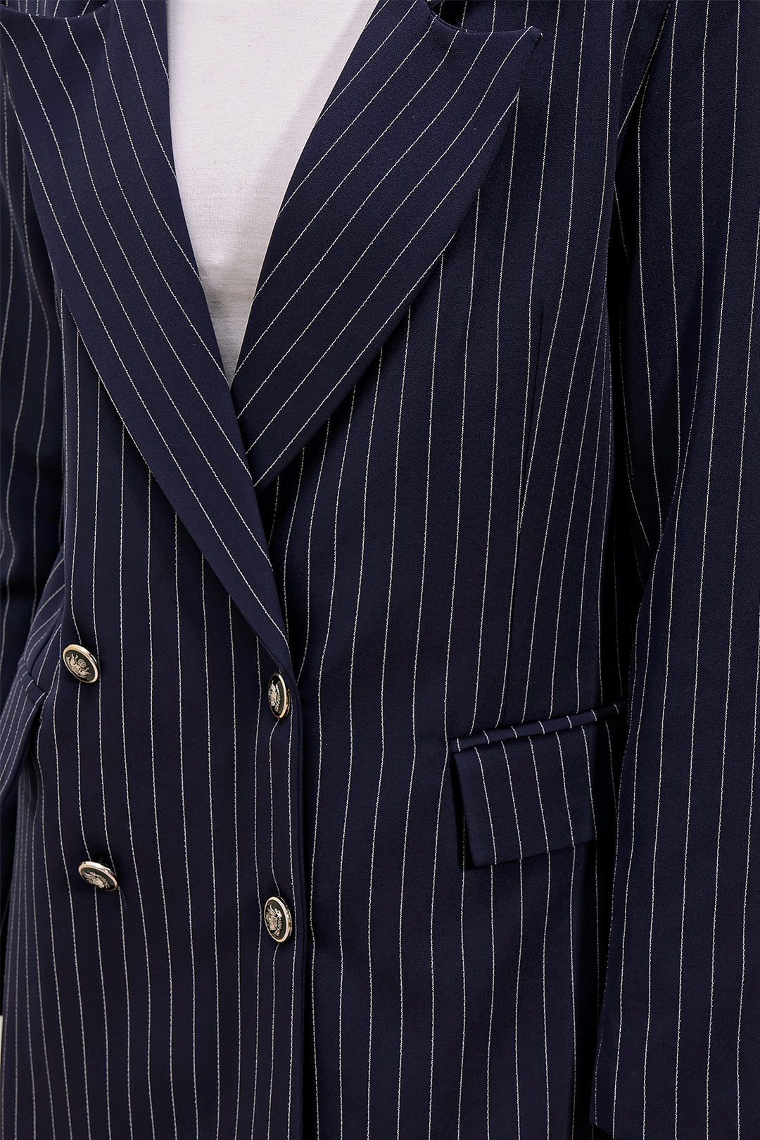 BGD Women Kadın Lacivert Çift Düğmeli Çizgili Blazer Ceket 0699 - Hartford