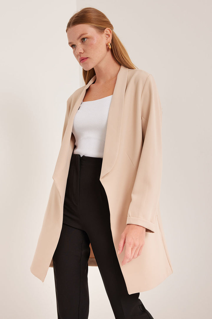 BGD Women Women Cream Long Blazer Jacket 0705 - Avondale