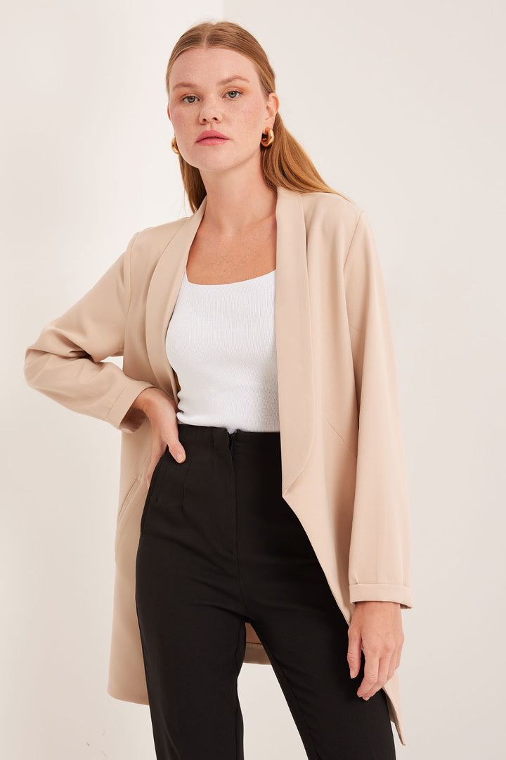 BGD Women Women Cream Long Blazer Jacket 0705 - Avondale