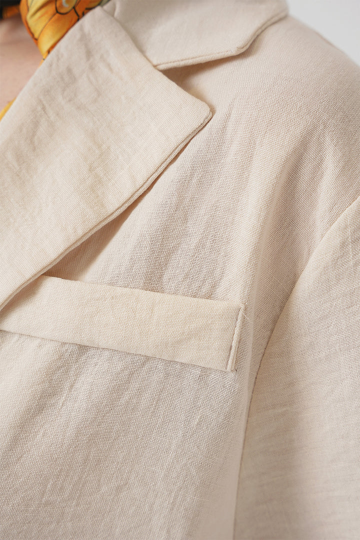 BGD Women Crop Linen Jacket - M. Cream - Sahuayo de Morelos