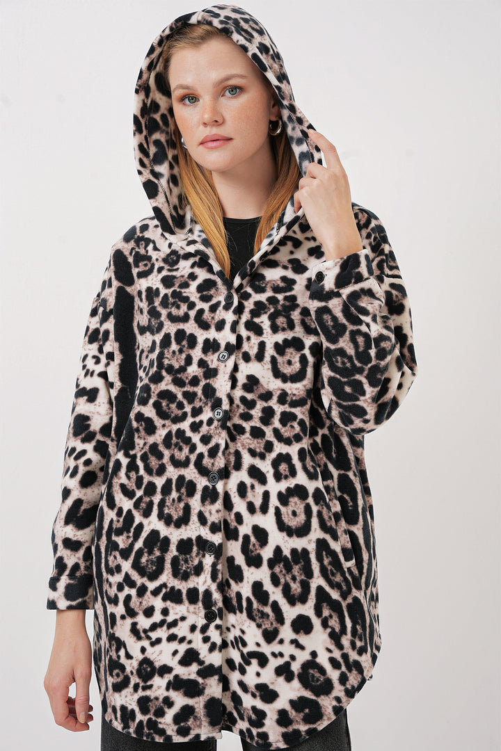 BGD Women Hooded Oversized Shirt - Light Beige - Jonesboro