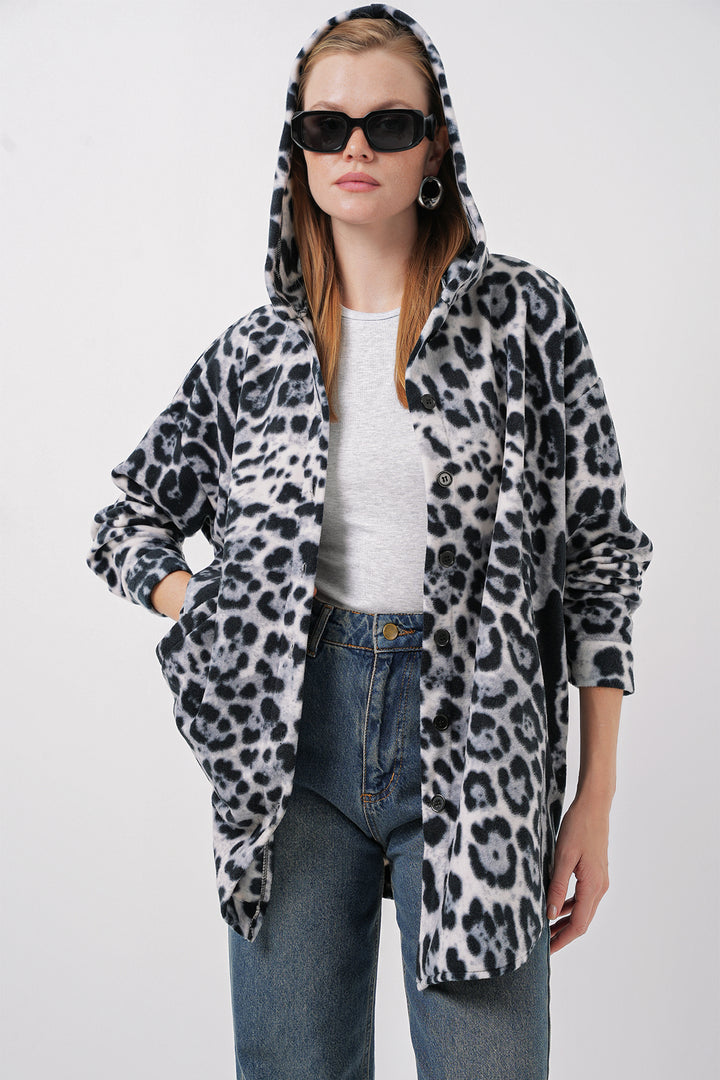 BGD Women Hooded Oversized Shirt - Anthracite - Tenosique