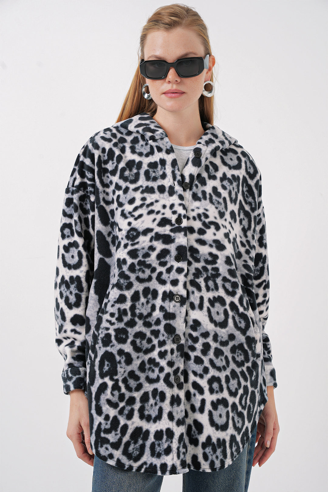 BGD Women Hooded Oversized Shirt - Anthracite - Tenosique