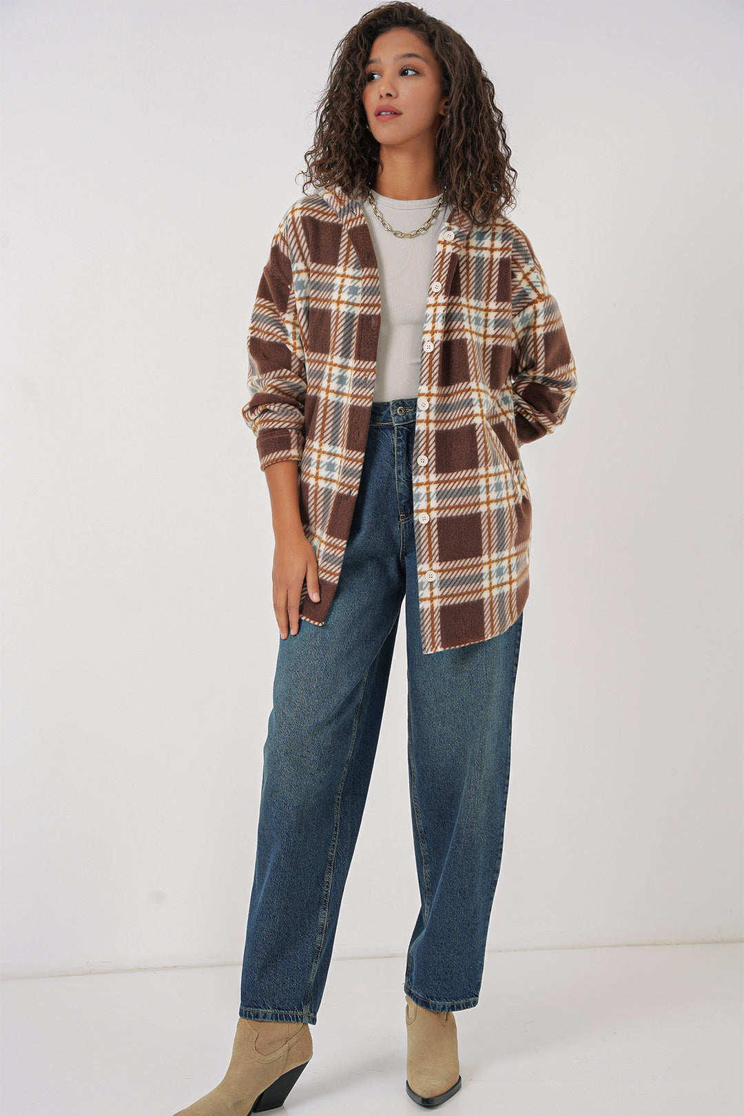 BGD Women Hooded Oversized Shirt - C. Brown - Waipahu
