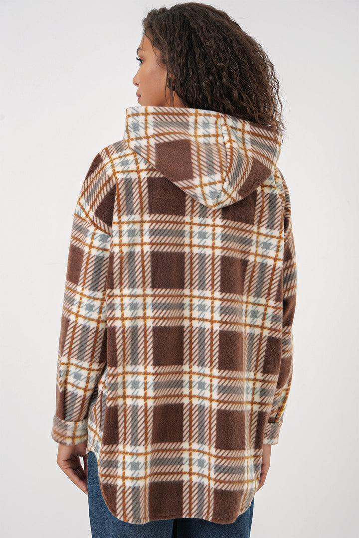 BGD Women Hooded Oversized Shirt - C. Brown - Waipahu