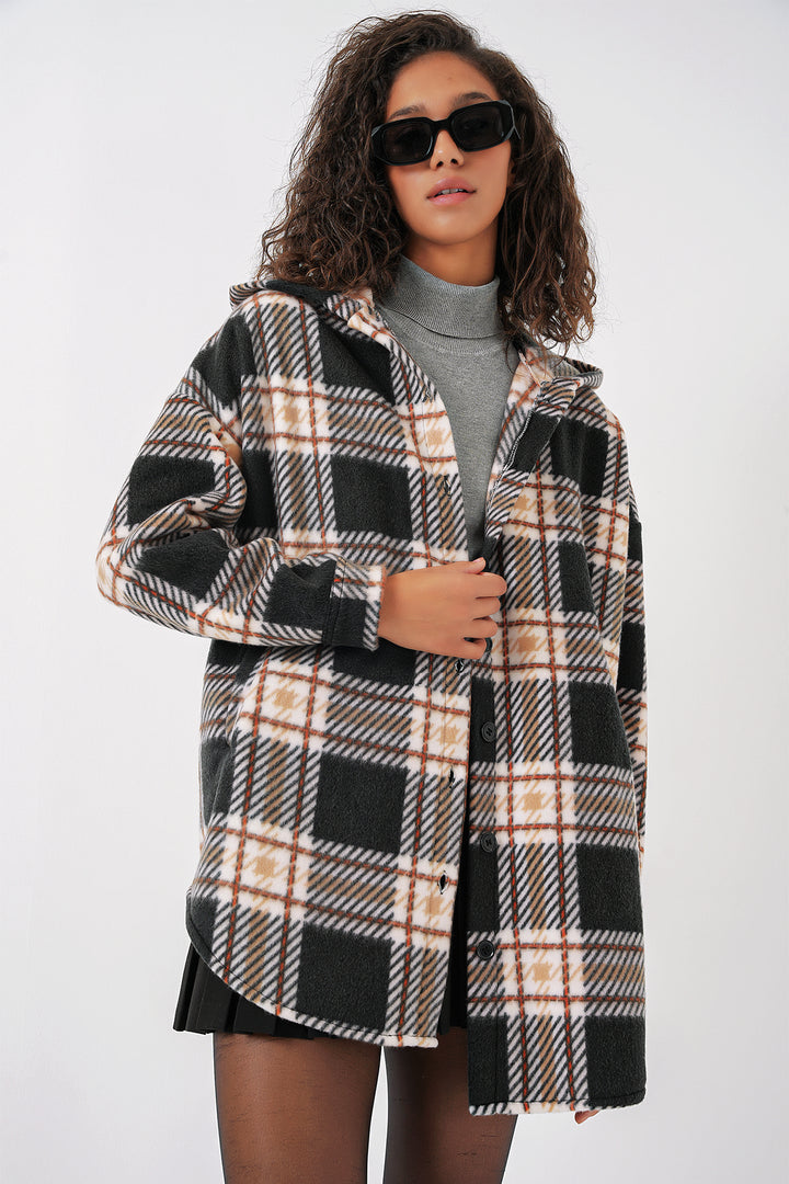 BGD Women Hooded Oversized Shirt - Dark Black - Néa Smýrni