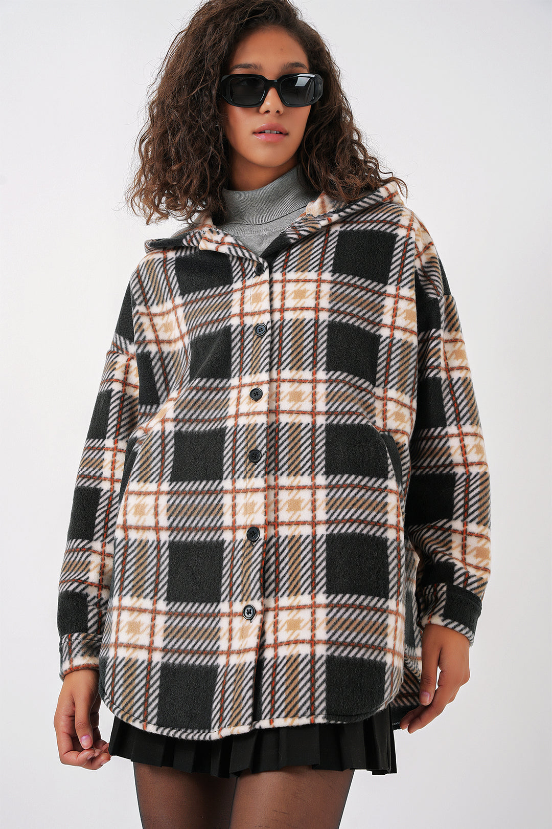 BGD Women Hooded Oversized Shirt - Dark Black - Néa Smýrni