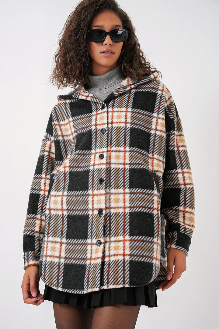 BGD Women Hooded Oversized Shirt - Dark Black - Néa Smýrni