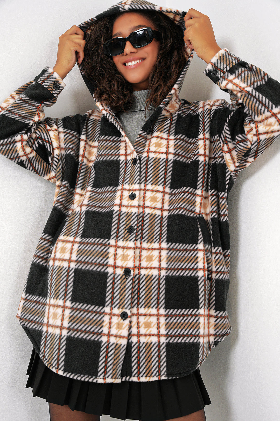 BGD Women Hooded Oversized Shirt - Dark Black - Néa Smýrni
