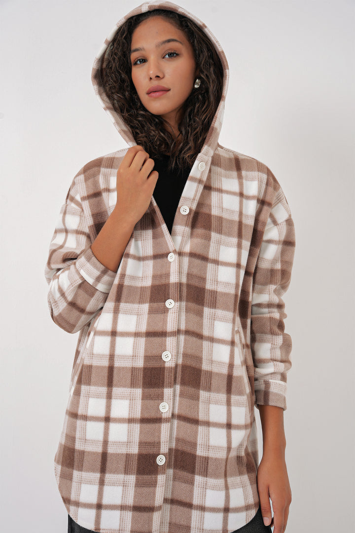 BGD Women Hooded Oversized Shirt - Brown - Norwalk
