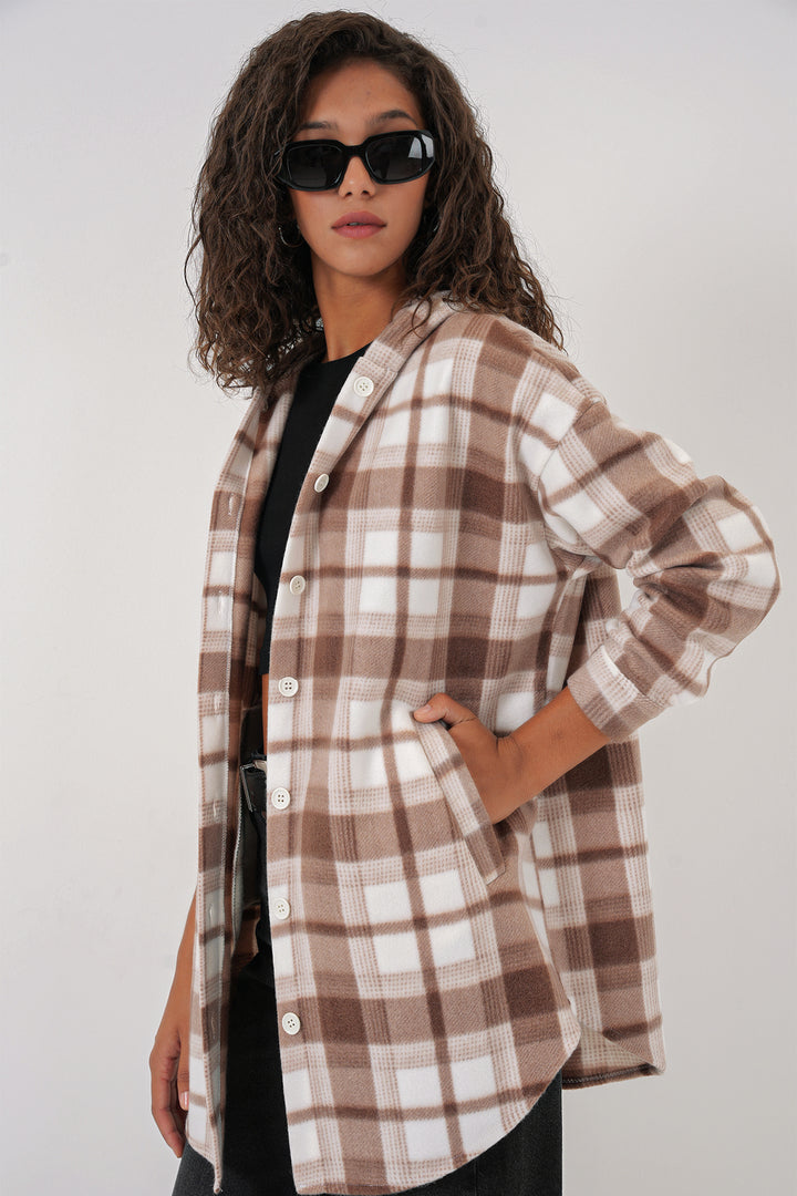 BGD Women Hooded Oversized Shirt - Brown - Norwalk