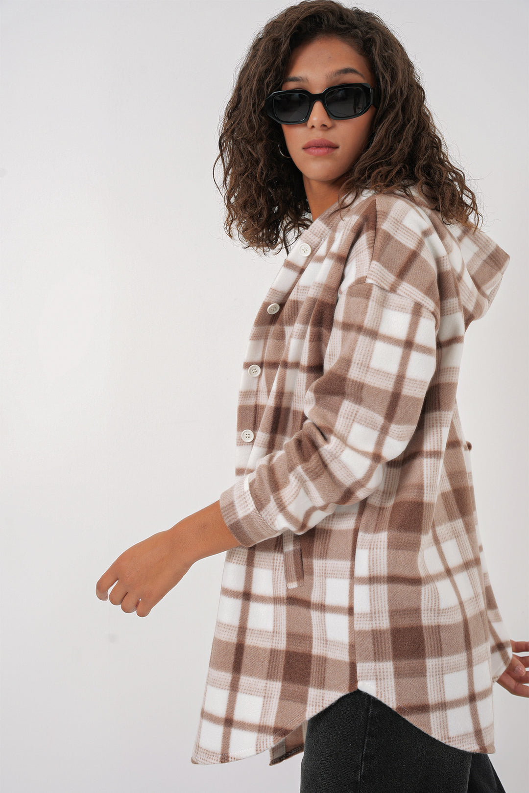 BGD Women Hooded Oversized Shirt - Brown - Norwalk