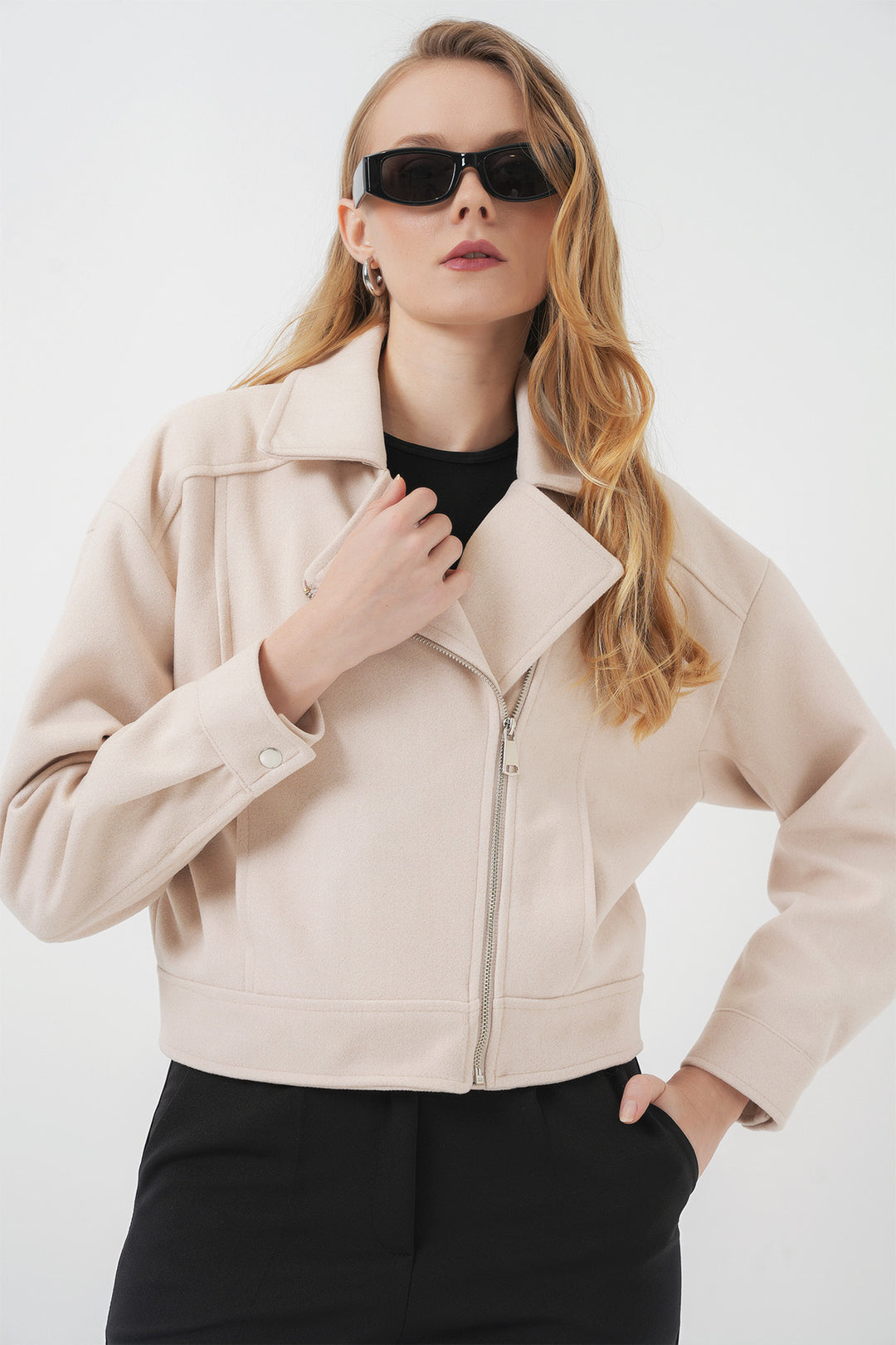 BGD Women Women's Short Wool Coat - Beige - Johnson City
