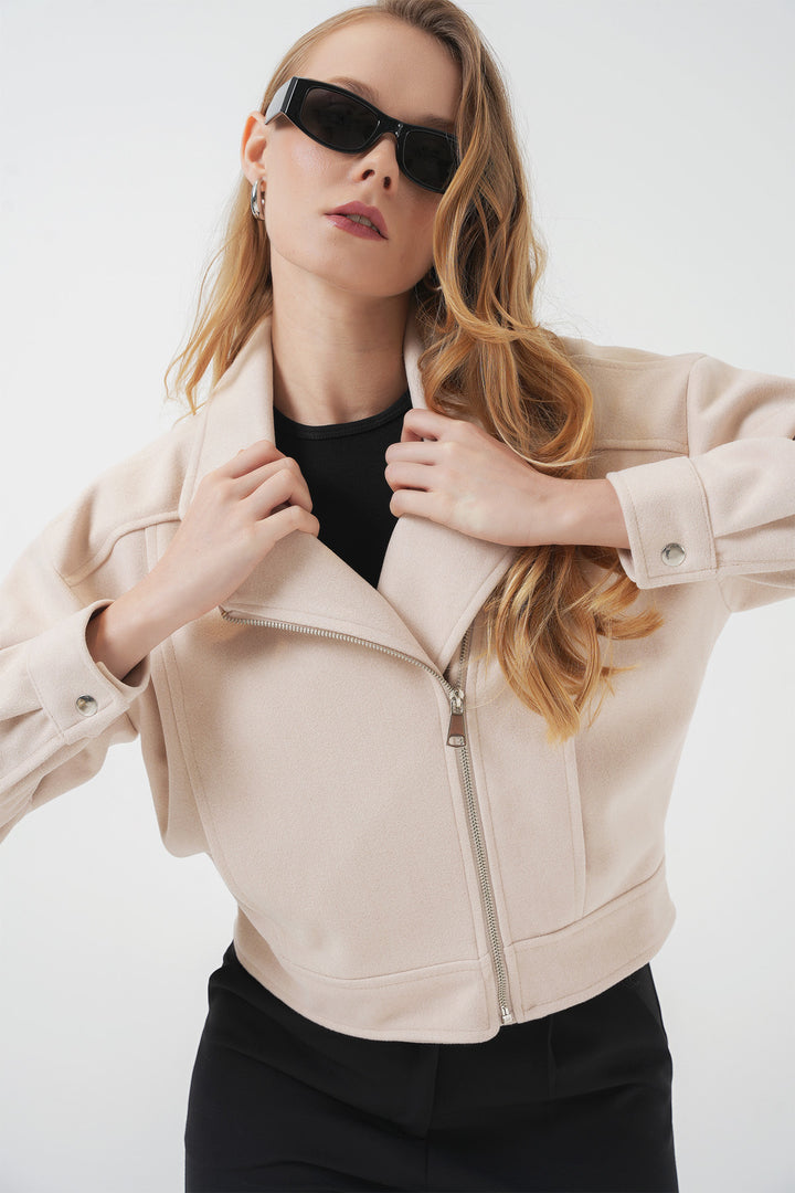 BGD Women Women's Short Wool Coat - Beige - Johnson City