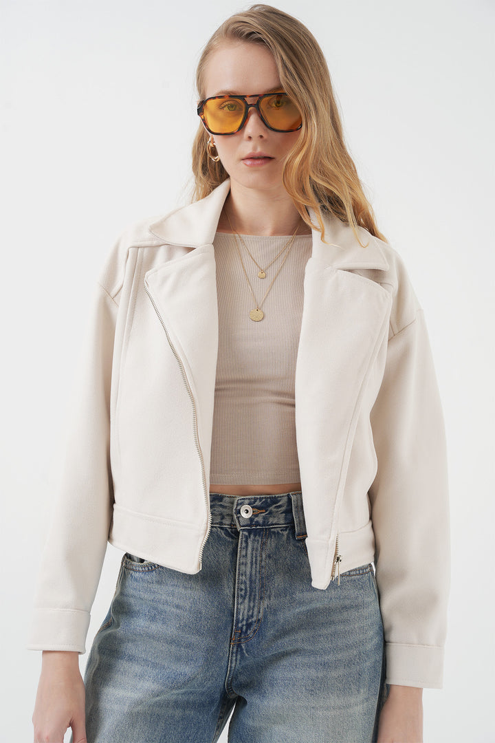 BGD Women Women's Short Wool Blend Coat - Ecru - Béziers