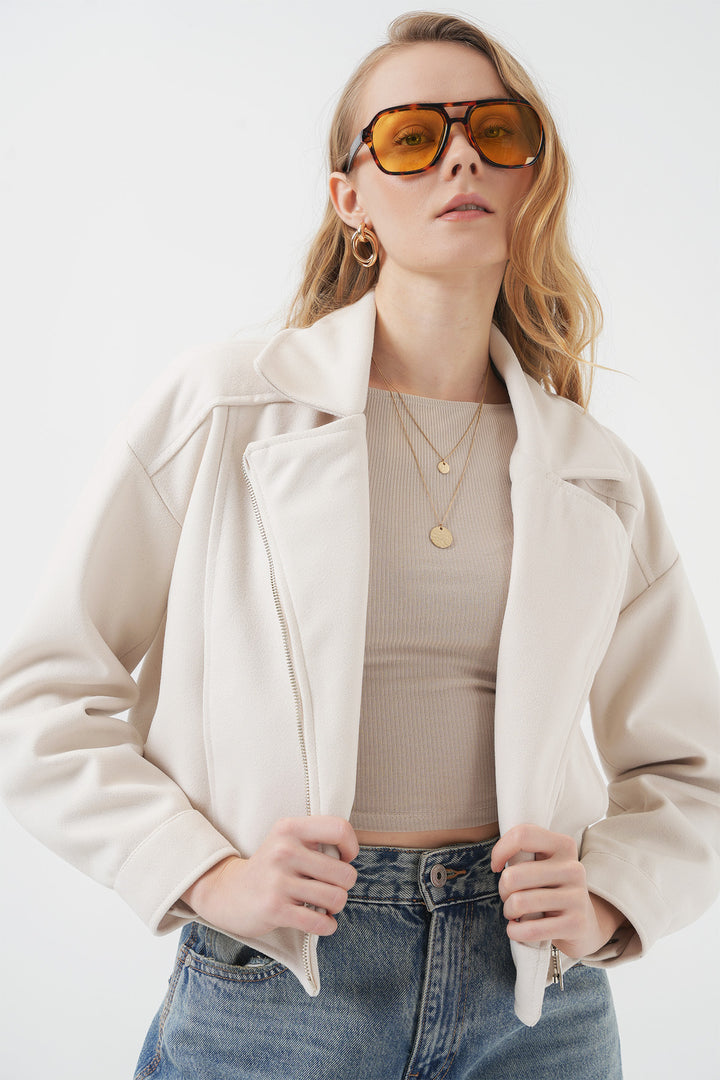 BGD Women Women's Short Wool Blend Coat - Ecru - Béziers