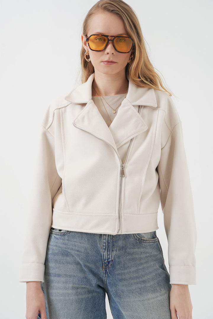 BGD Women Women's Short Wool Blend Coat - Ecru - Béziers