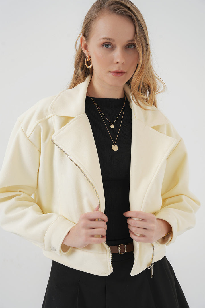BGD Women Women's Short Pea Coat - Cream - Geneva