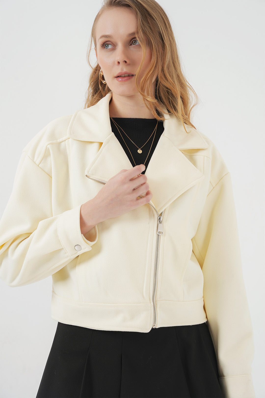 BGD Women Women's Short Pea Coat - Cream - Geneva