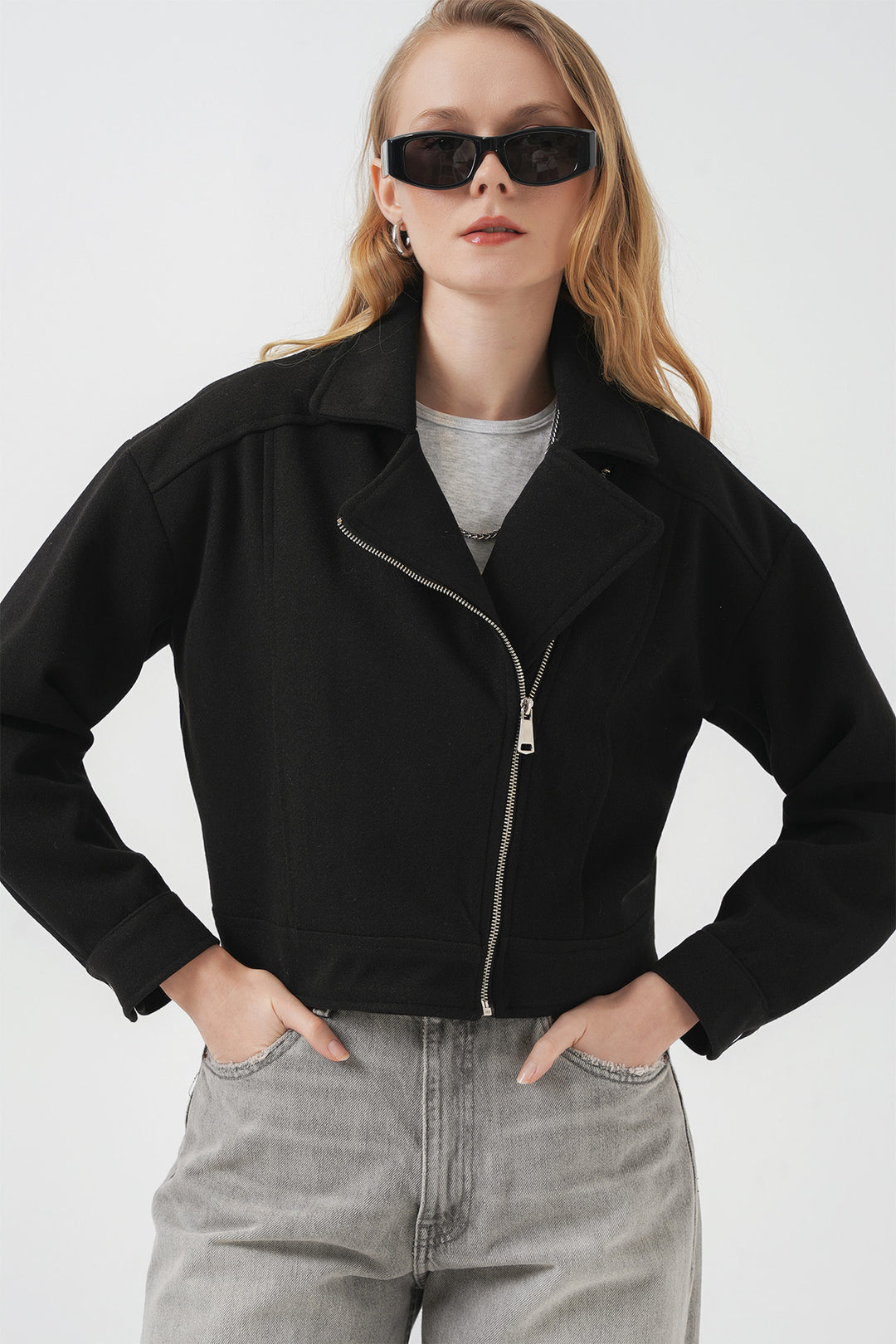 BGD Women Women's Short Pea Coat - Black - Pristina