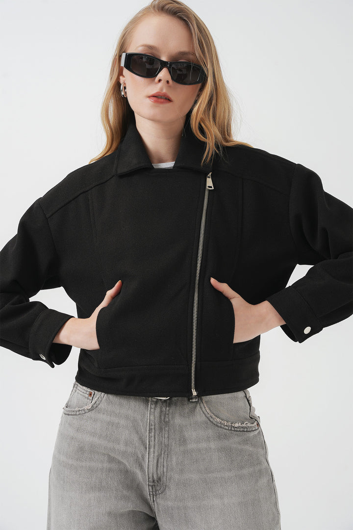 BGD Women Women's Short Pea Coat - Black - Pristina