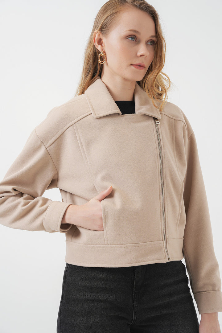 BGD Women Women's Short Woolen Jacket - Stone - Scandicci