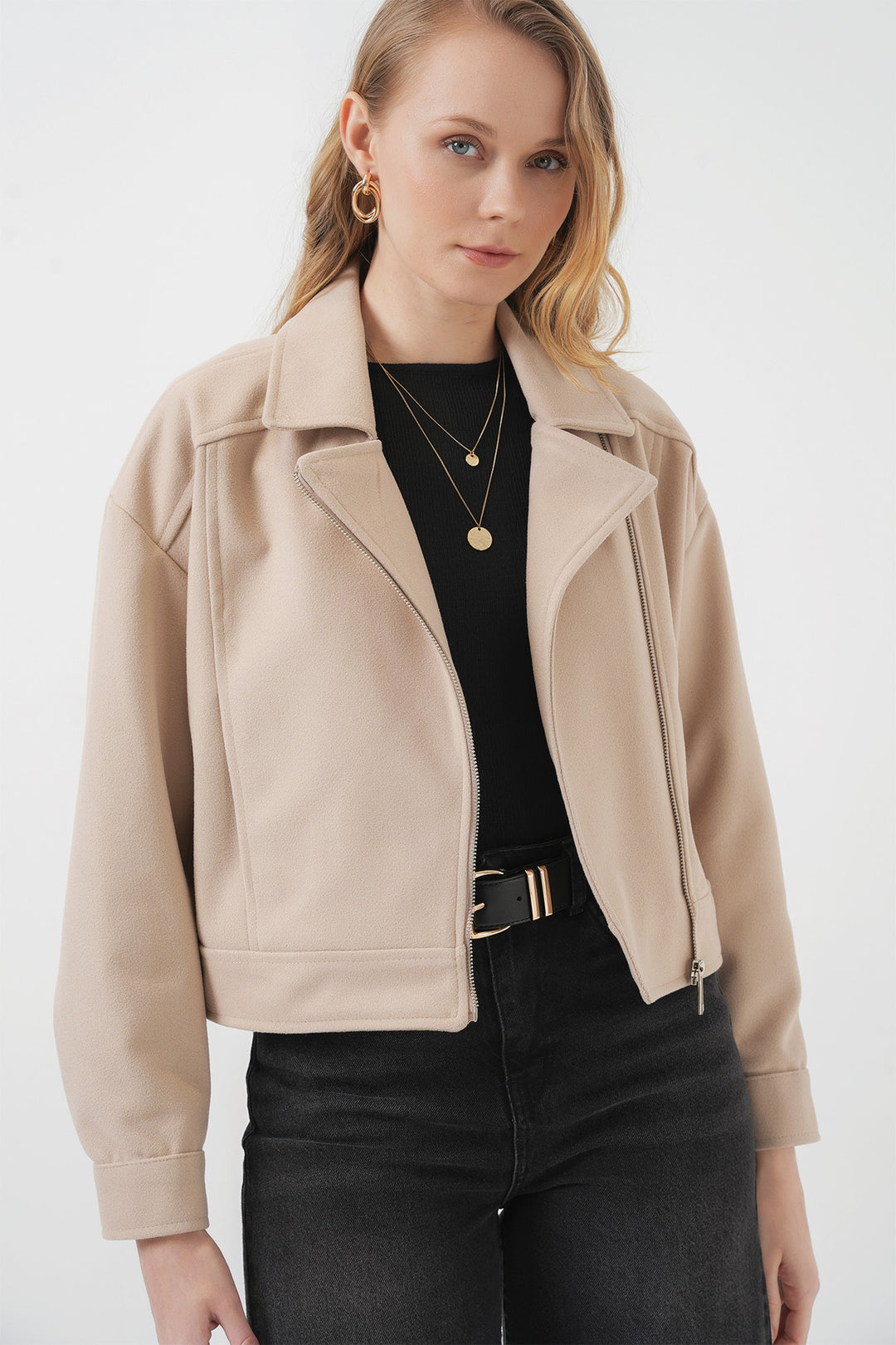 BGD Women Women's Short Woolen Jacket - Stone - Scandicci