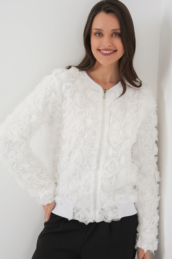 BGD Women Rose Jacket - White - Owasso