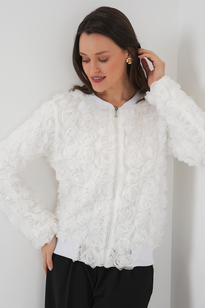 BGD Women Rose Jacket - White - Owasso