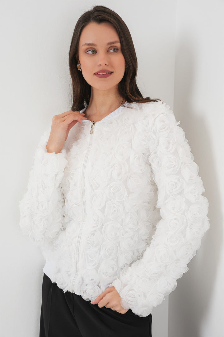BGD Women Rose Jacket - White - Owasso