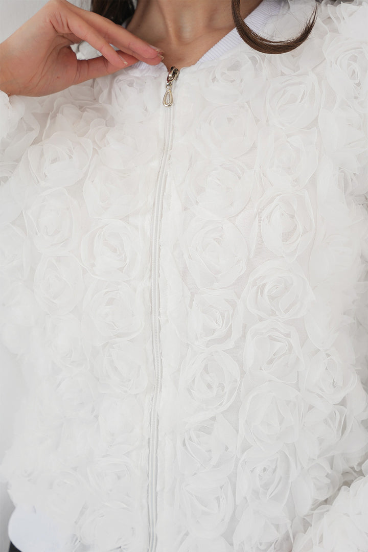 BGD Women Rose Jacket - White - Owasso