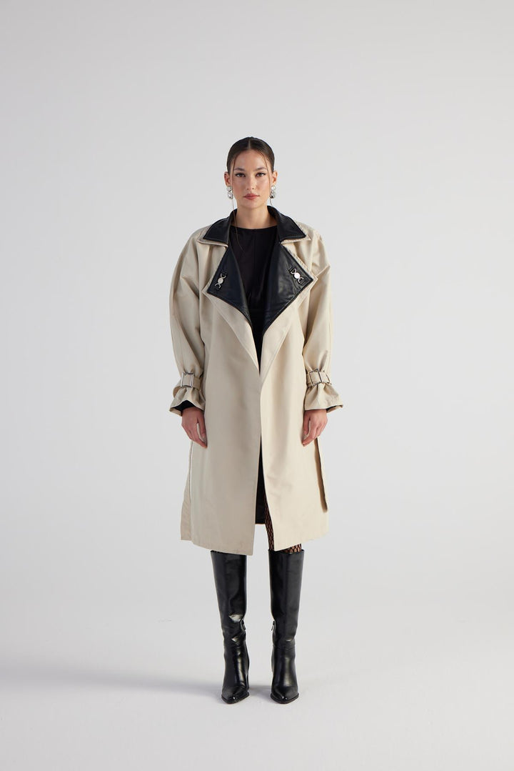 HLLY Women Cloak Trenchcoat Beige - Oak Park