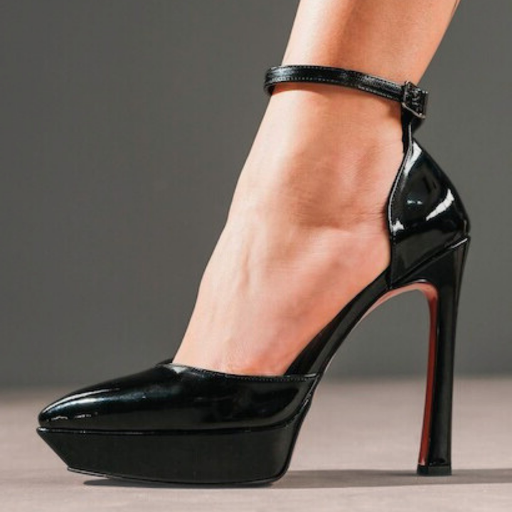 DSM Ariydse Black Patent Leather Platform High Heel Women's Shoes - Fuquay-Varina