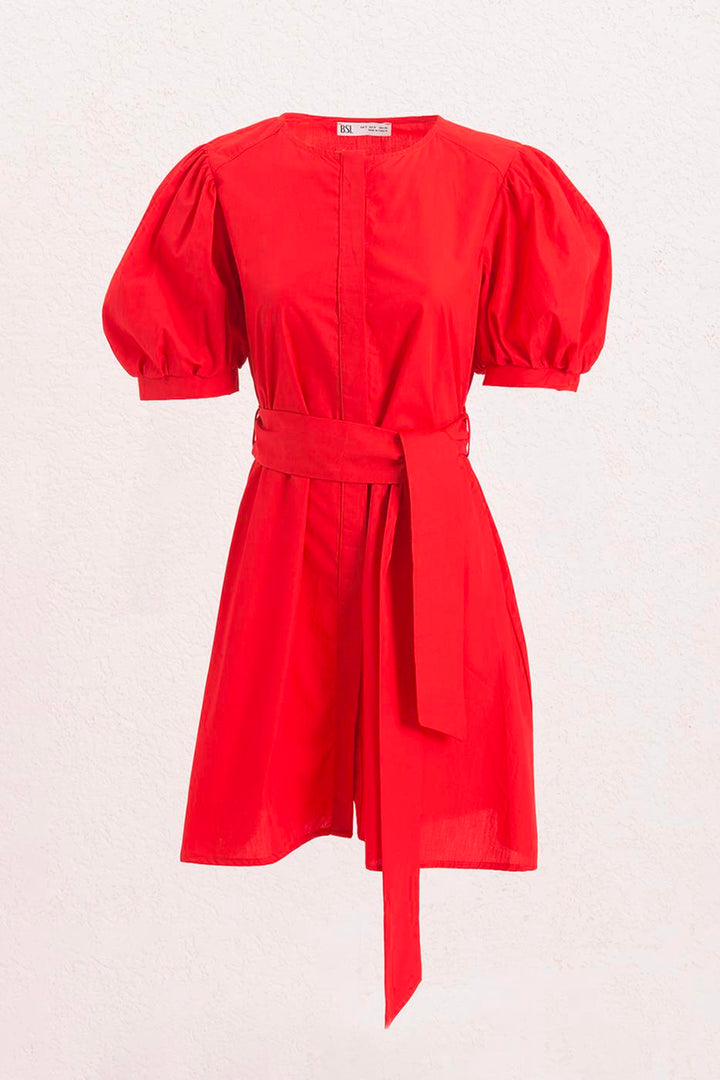 BSL Women 100% Cotton Balloon Sleeve Mini Shirt Dress - Ciudad Nezahualcóyotl