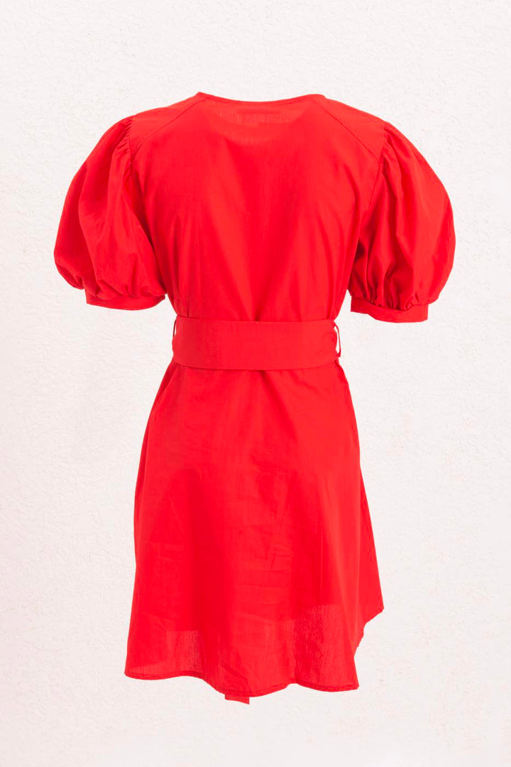 BSL Women 100% Cotton Balloon Sleeve Mini Shirt Dress - Ciudad Nezahualcóyotl