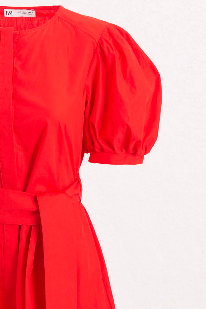BSL Women 100% Cotton Balloon Sleeve Mini Shirt Dress - Ciudad Nezahualcóyotl