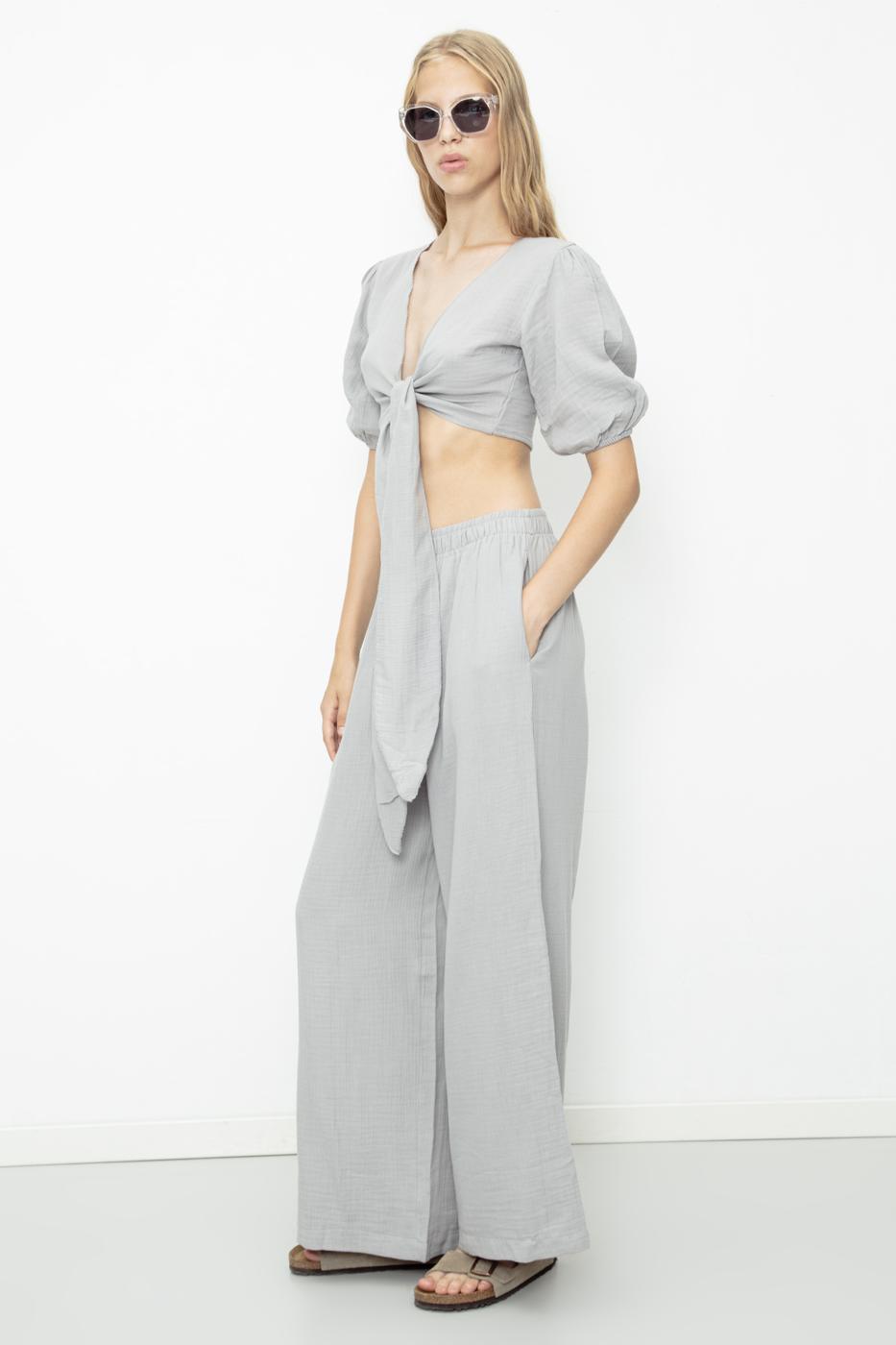 BSL Women 100% Cotton Wide Leg Oversize Trousers - Coalville