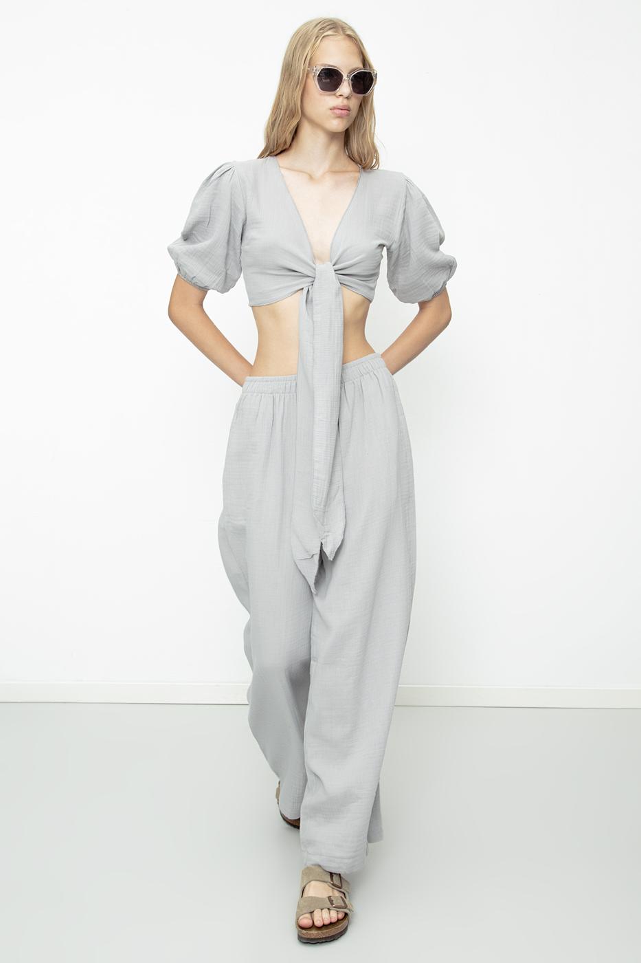 BSL Women 100% Cotton Wide Leg Oversize Trousers - Coalville